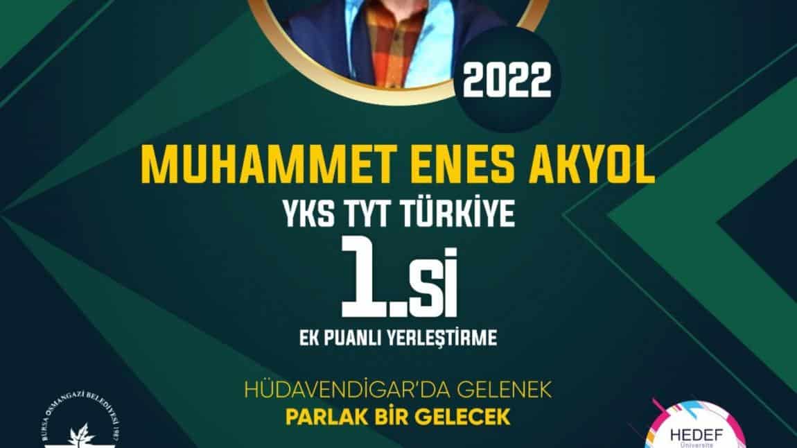 YKS 2022 TYT Türkiye BİRİNCİSİ HÜDAVENDİGAR'da!